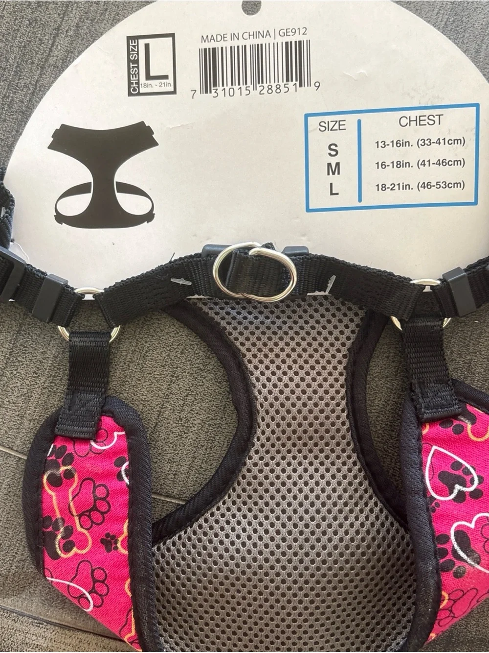 Duke's Pink Paw Print Mesh Dog Harness - Small